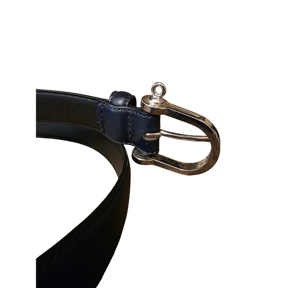 Vintage Ralph Lauren Navy Sterling Silver Stirrup Buckle Belt Italy‎ 90s Y2K M
